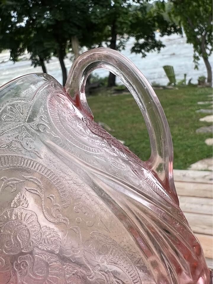 Vintage Pink Depression Glass Mismatched Creamer & Sugar Set - photo 6