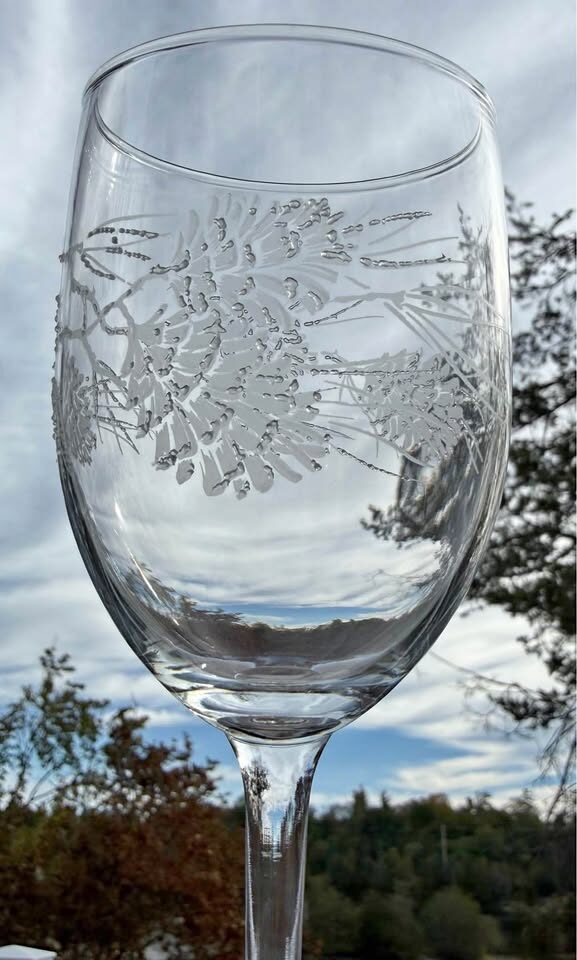 Set of 12 Vintage Libbey Tiffany "Pine Cone" Stemmed Glassware / Winter Holiday Goblets - photo 2