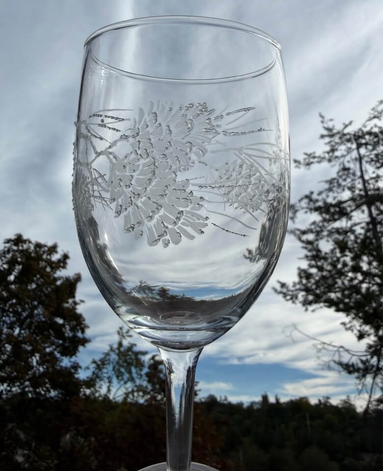 Set of 12 Vintage Libbey Tiffany "Pine Cone" Stemmed Glassware / Winter Holiday Goblets - photo 4