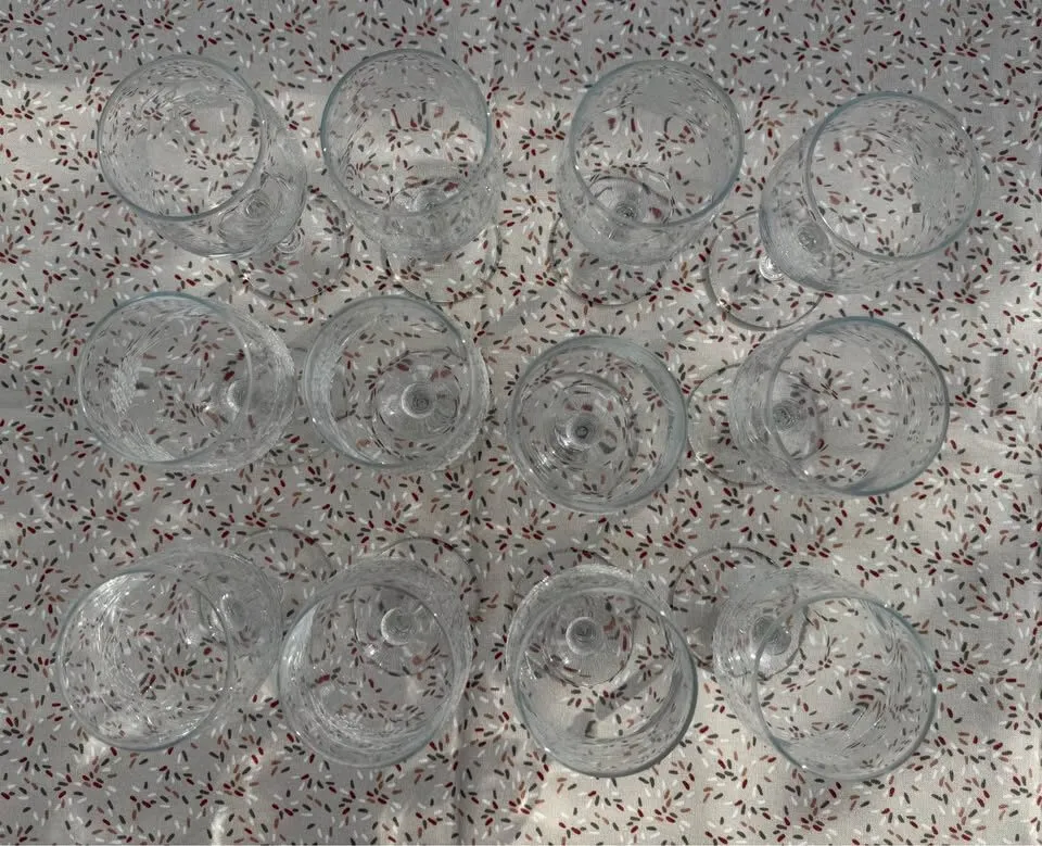 Set of 12 Vintage Libbey Tiffany "Pine Cone" Stemmed Glassware / Winter Holiday Goblets - photo 8