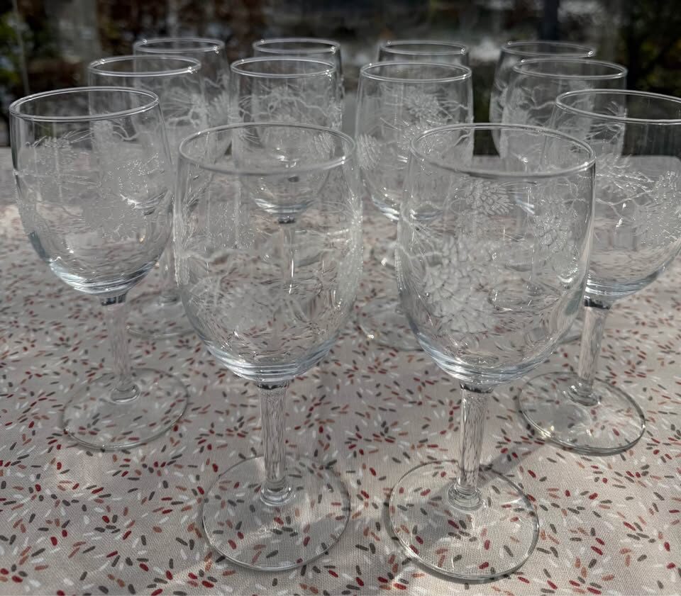 Set of 12 Vintage Libbey Tiffany "Pine Cone" Stemmed Glassware / Winter Holiday Goblets - photo 9
