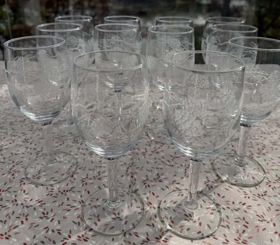 Set of 12 Vintage Libbey Tiffany "Pine Cone" Stemmed Glassware / Winter Holiday Goblets - photo 9