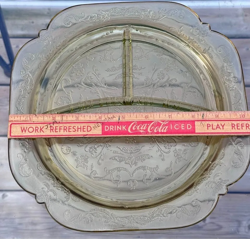 Vintage Amber Madrid Depression Glass Grill Plate 1930s - photo 1