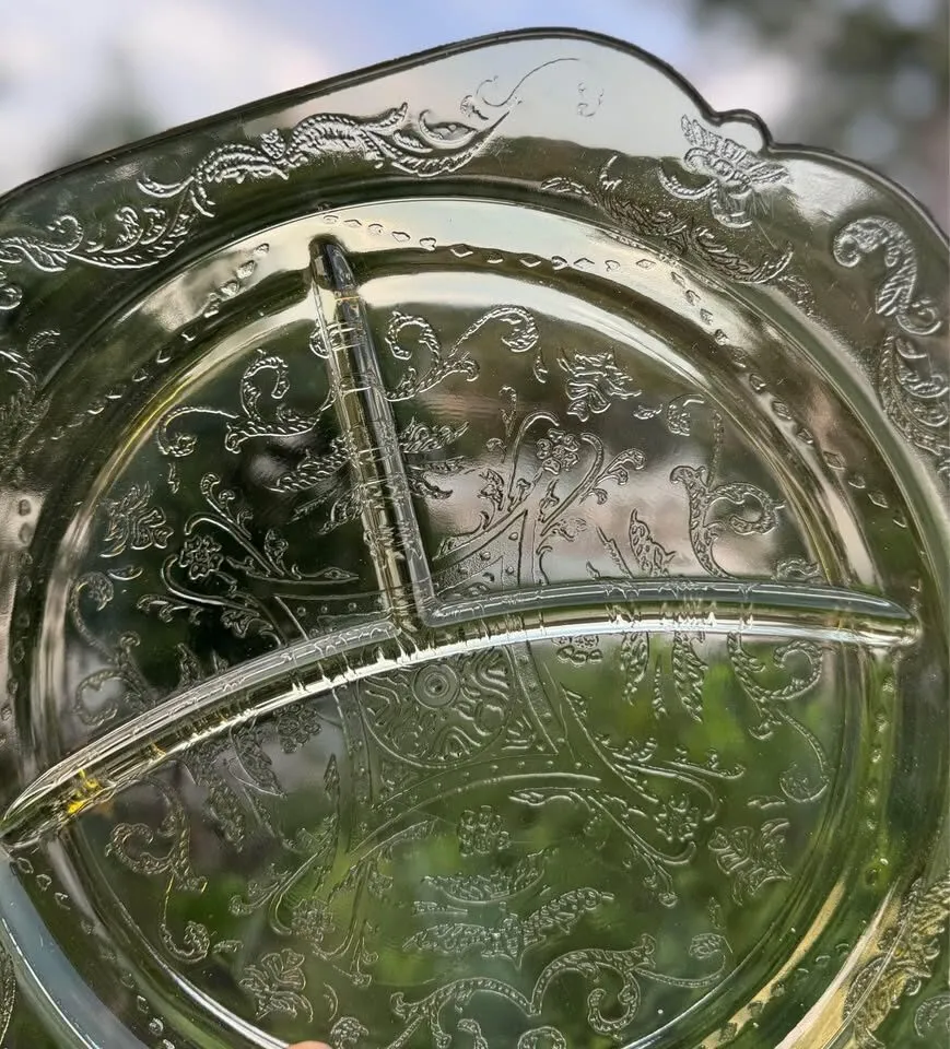 Vintage Amber Madrid Depression Glass Grill Plate 1930s - photo 2