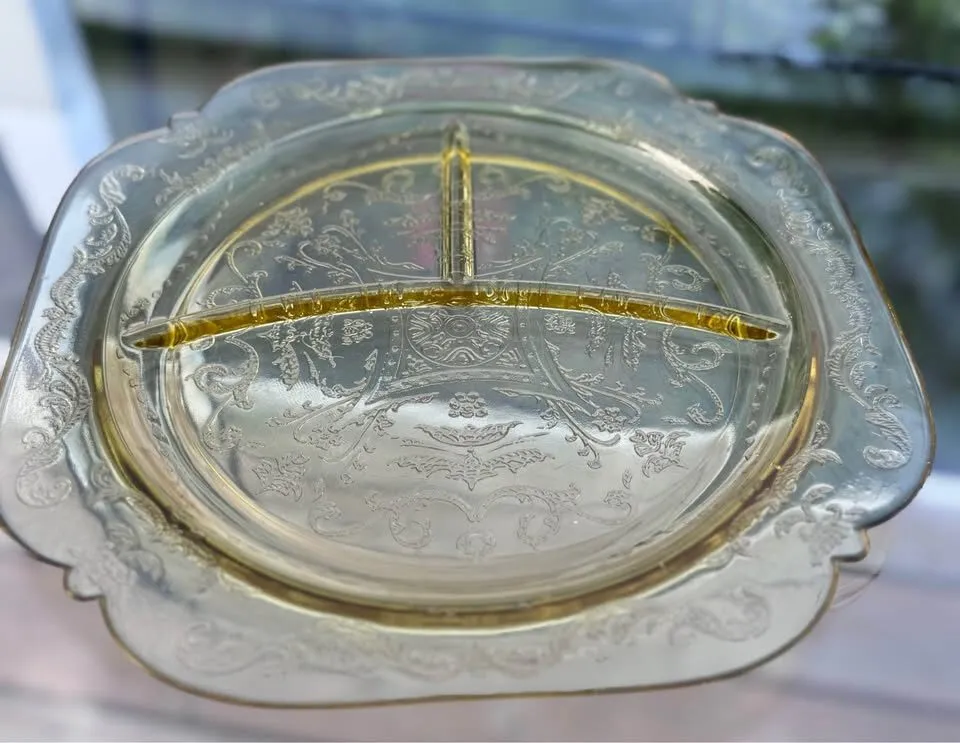 Vintage Amber Madrid Depression Glass Grill Plate 1930s - photo 3