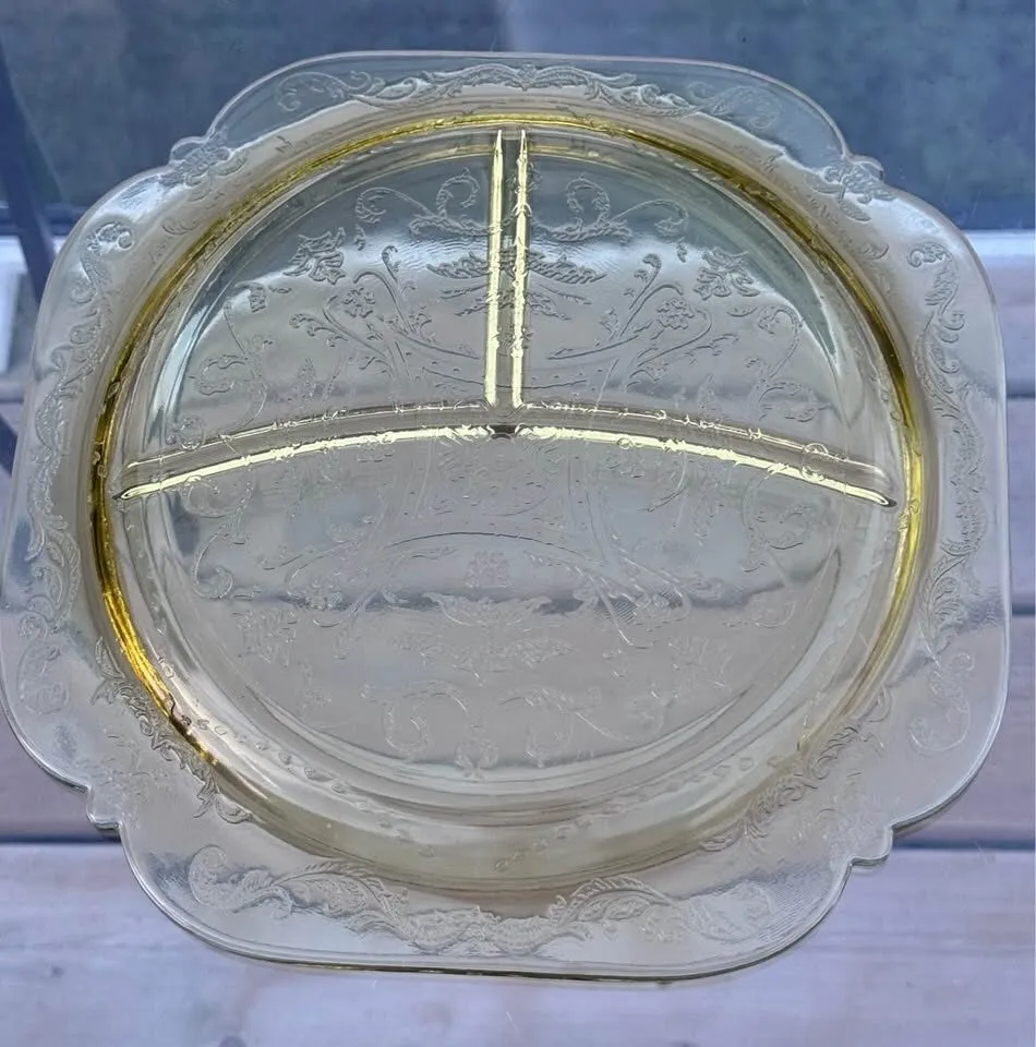 Vintage Amber Madrid Depression Glass Grill Plate 1930s - photo 5