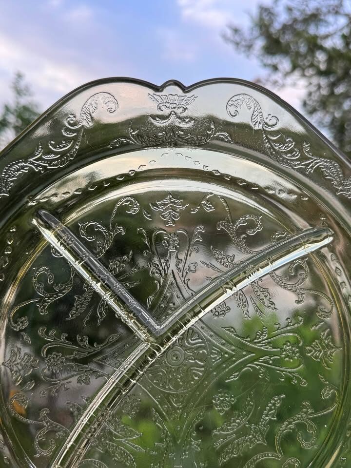 Vintage Amber Madrid Depression Glass Grill Plate 1930s - photo 6