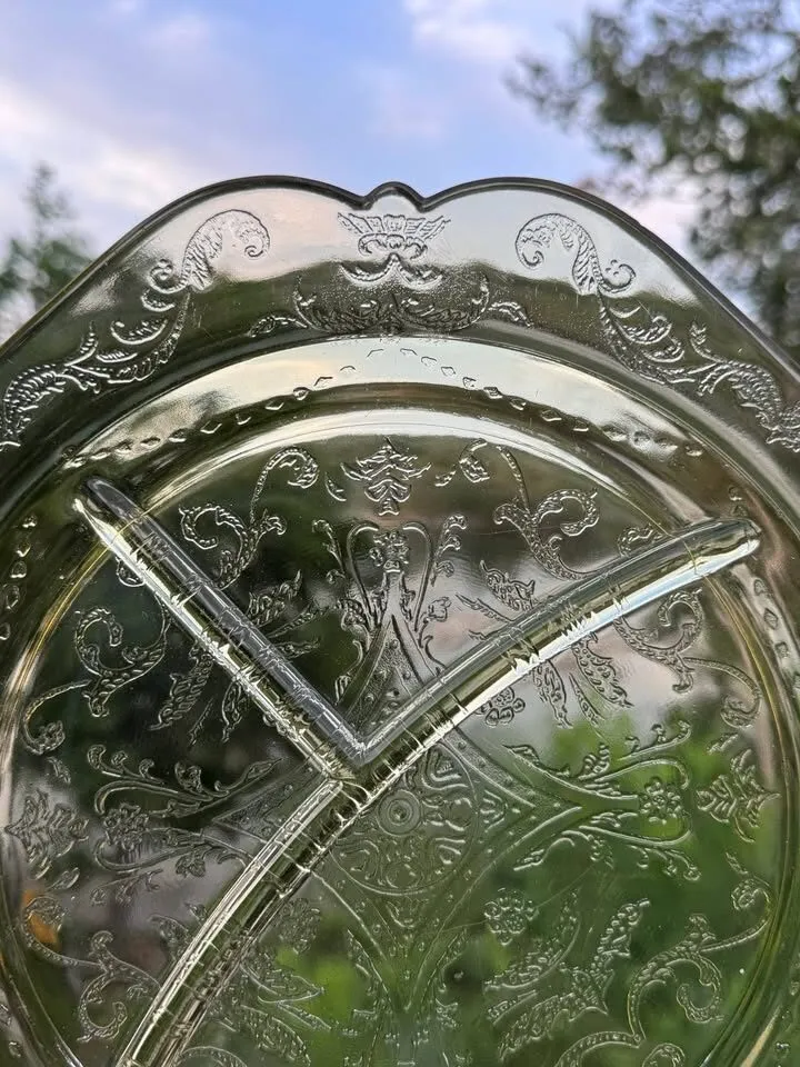 Vintage Amber Madrid Depression Glass Grill Plate 1930s - photo 6