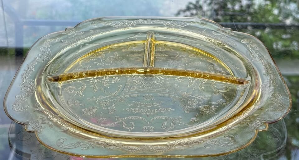 Vintage Amber Madrid Depression Glass Grill Plate 1930s - photo 7