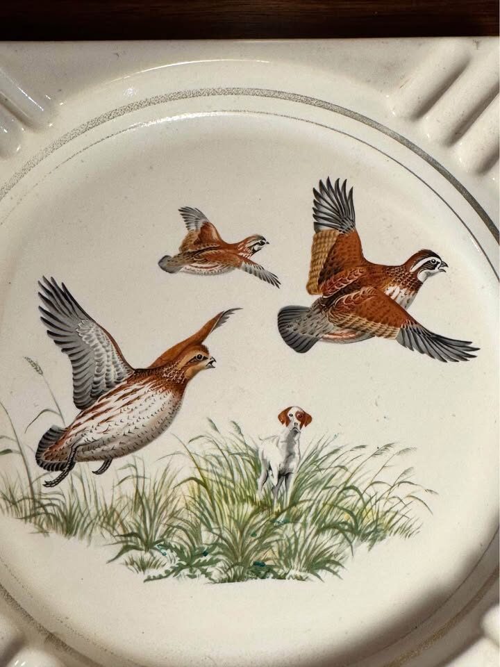 Vintage Hyalyn Porcelain Wildlife Decor Ashtray - 7" Square Mid-Century Modern - photo 3