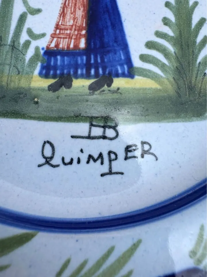 Antique French HB Quimper 5" Plate Hand-Painted Folk Art c. 1910 - photo 4