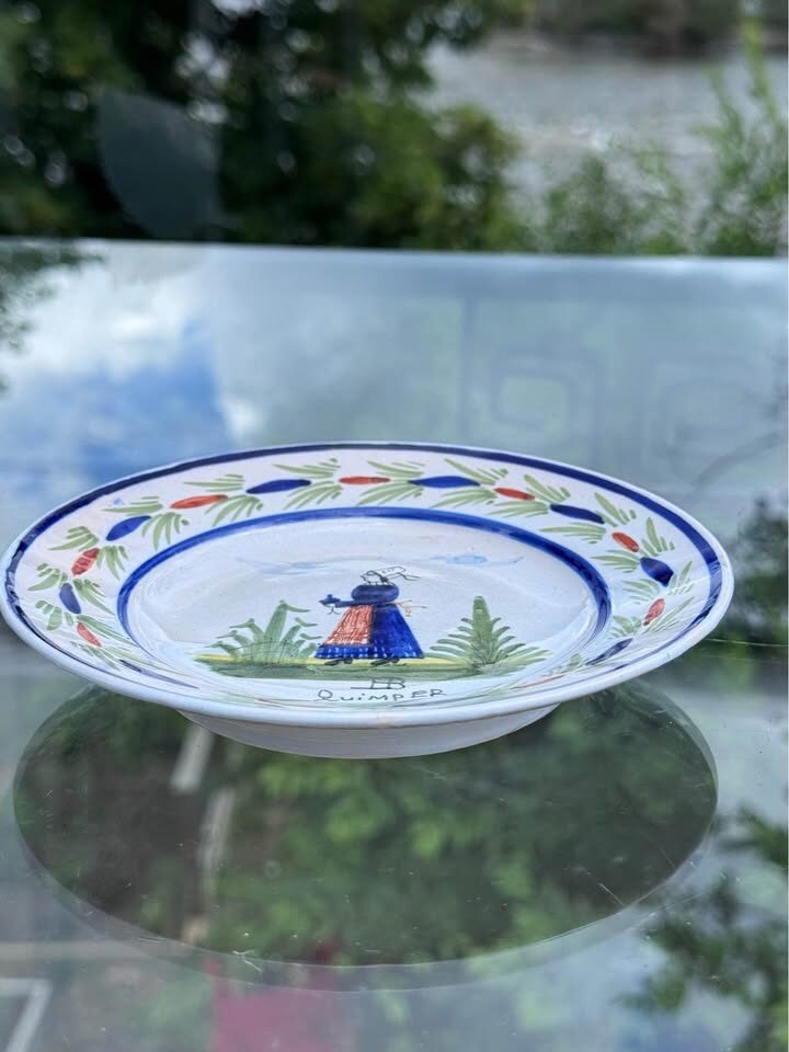 Antique French HB Quimper 5" Plate Hand-Painted Folk Art c. 1910 - photo 9
