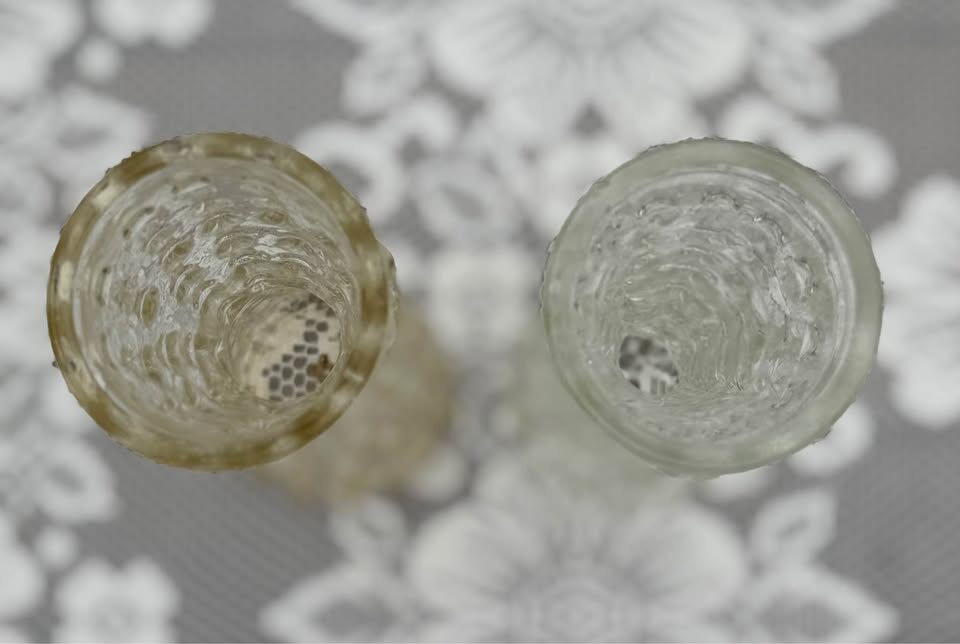 Cottagecore Clear Hobnail Glass Vases - Unique Matching Pair - photo 3