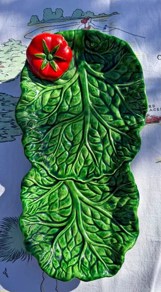 Vintage Mid-Century Majolica Cabbage & Tomato Platter - Made in Japan - photo 1