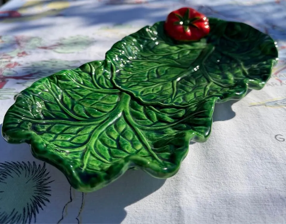Vintage Mid-Century Majolica Cabbage & Tomato Platter - Made in Japan - photo 4