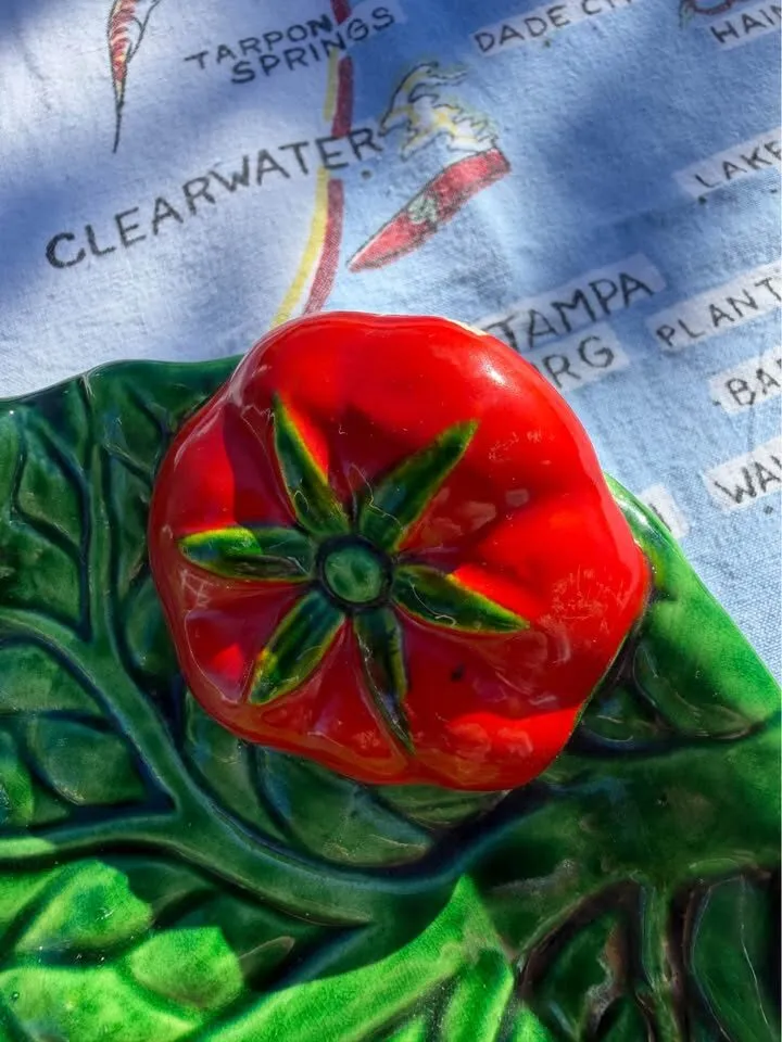 Vintage Mid-Century Majolica Cabbage & Tomato Platter - Made in Japan - photo 5