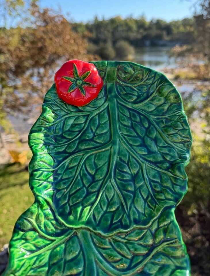 Vintage Mid-Century Majolica Cabbage & Tomato Platter - Made in Japan - photo 7