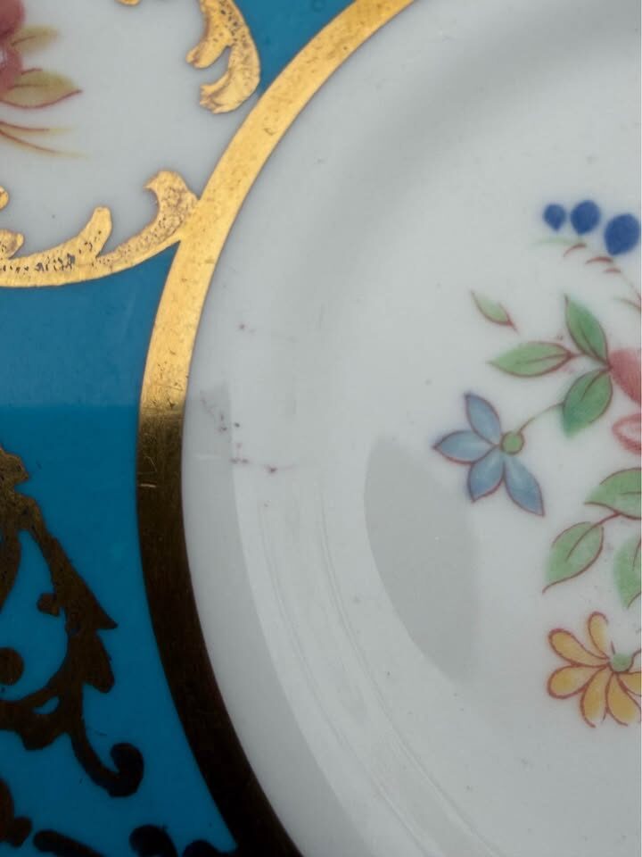Rare 1960s Paragon Trenton Teacup Set - Turquoise and Heavy Gold Filigree Fine Bone China - photo 5
