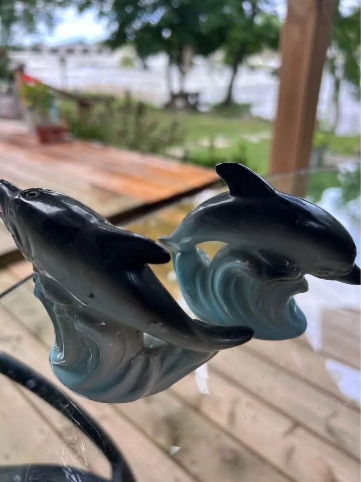 Vintage Florida Dolphin Salt & Pepper Shakers - Retro Collectible Pair! - photo 2