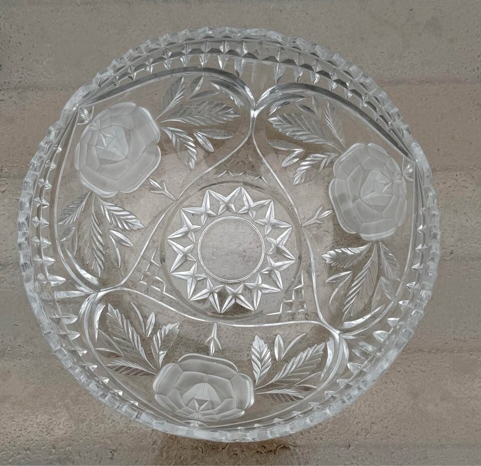 Vintage Anna Hütte 24% Lead Crystal Rose Bowl – Made in West Germany - photo 3