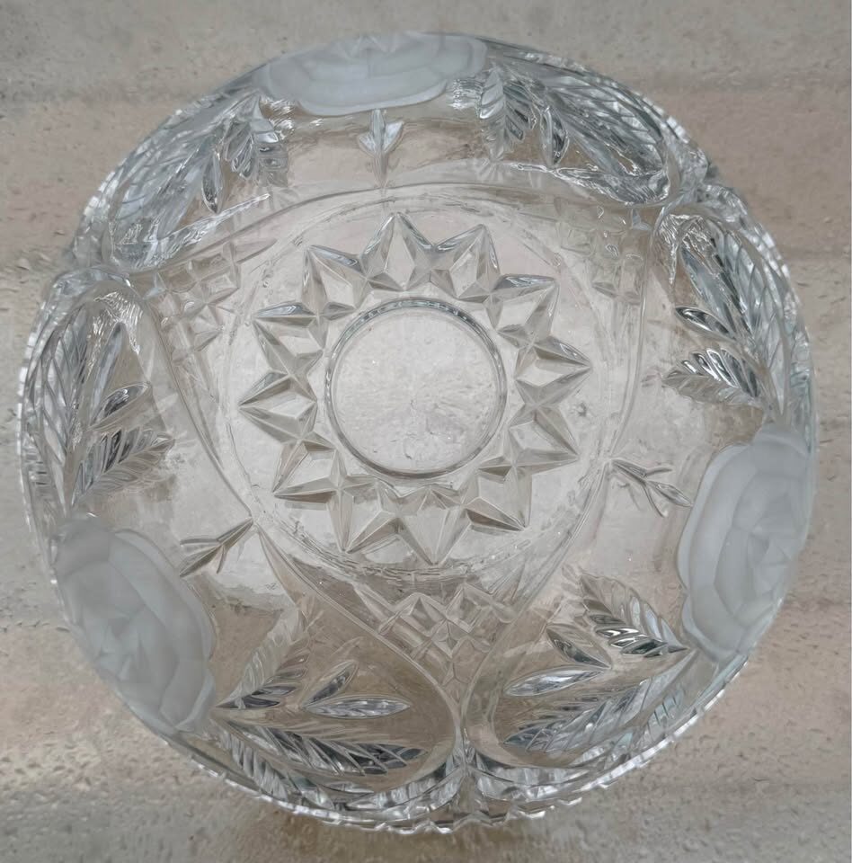 Vintage Anna Hütte 24% Lead Crystal Rose Bowl – Made in West Germany - photo 4