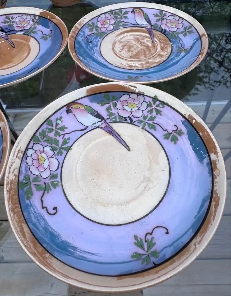 Vintage 1930s Japanese Lustreware Tea Cups and Saucers Set - 7 Pieces - photo 8