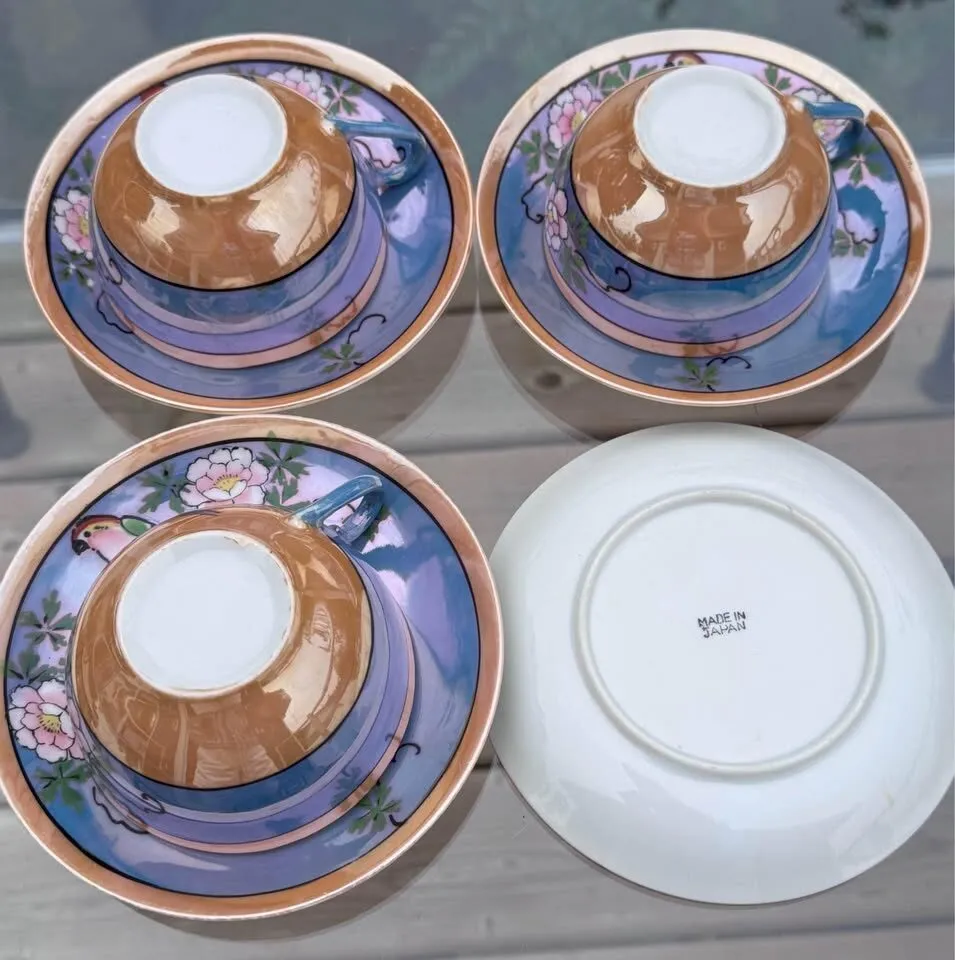 Vintage 1930s Japanese Lustreware Tea Cups and Saucers Set - 7 Pieces - photo 9