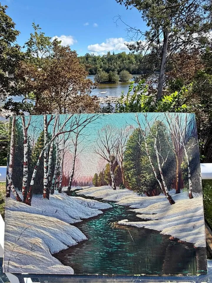 1960s Mid-Century Canadian Winter Oil Painting (Unframed, 22x28) - photo 1