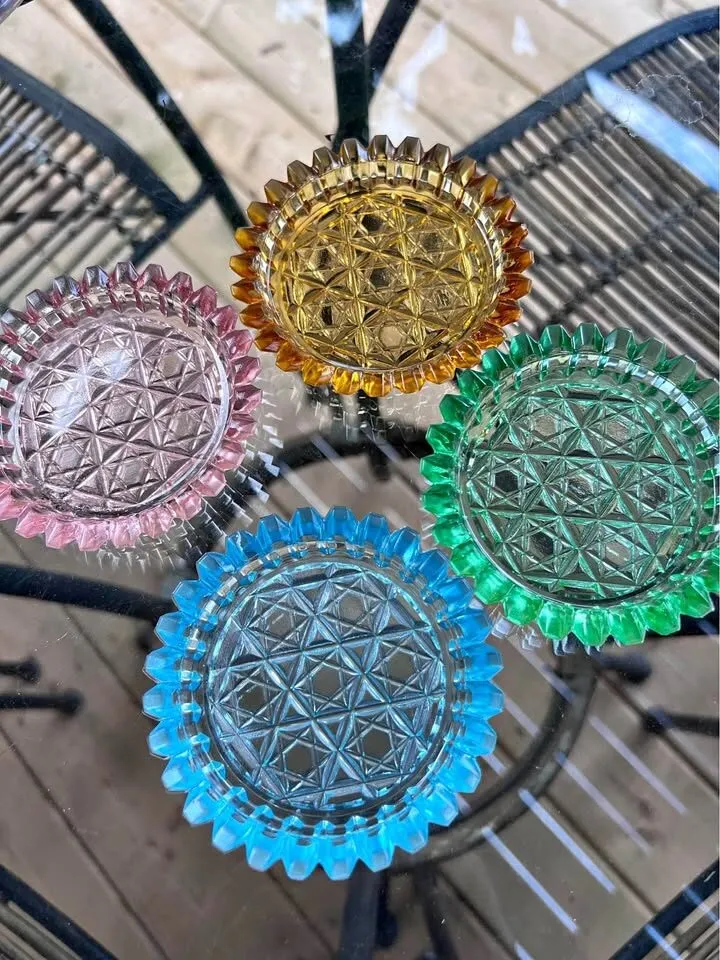 Vintage 1960s Bohemia Glass Coasters Set - Colorful Mid-Century Modern - photo 1
