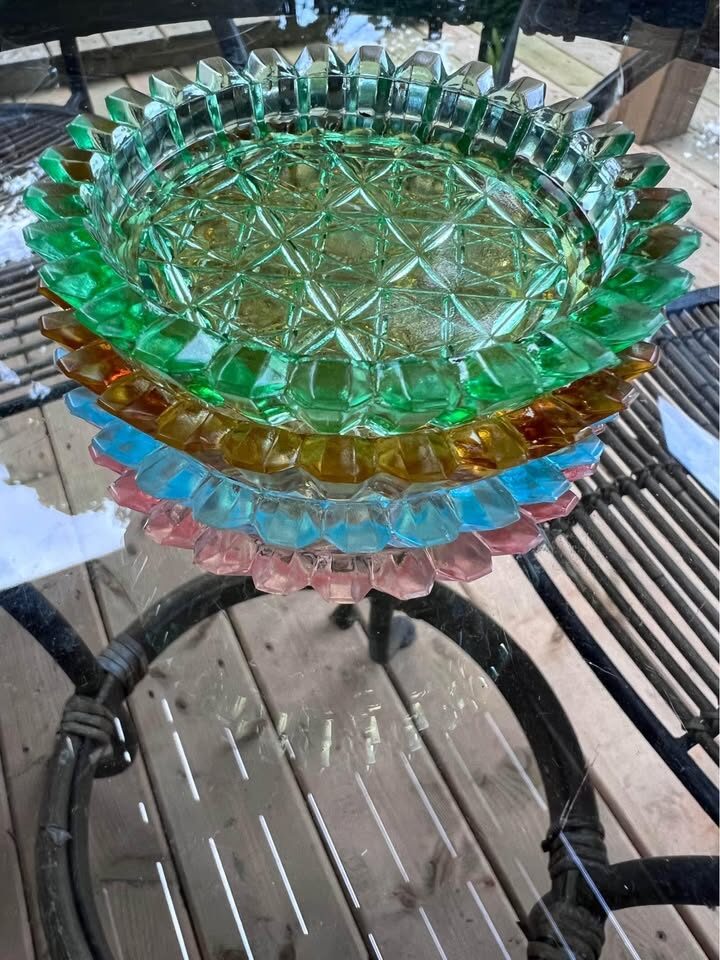 Vintage 1960s Bohemia Glass Coasters Set - Colorful Mid-Century Modern - photo 2