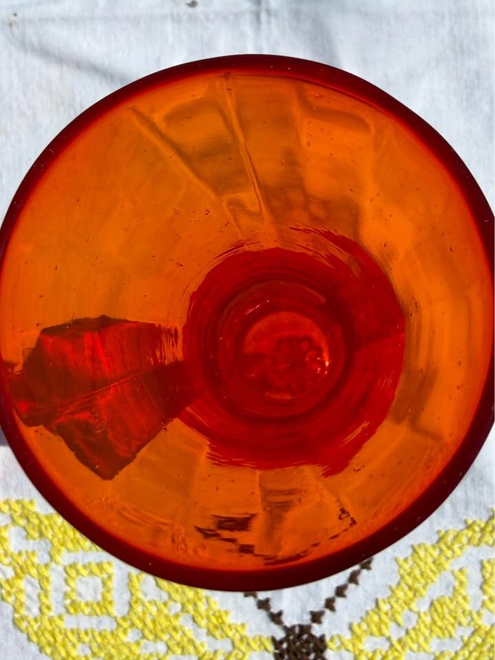Vintage Mid-Century Italian Empoli Ruby Red Glass Bud Vase - 9.5" - photo 4