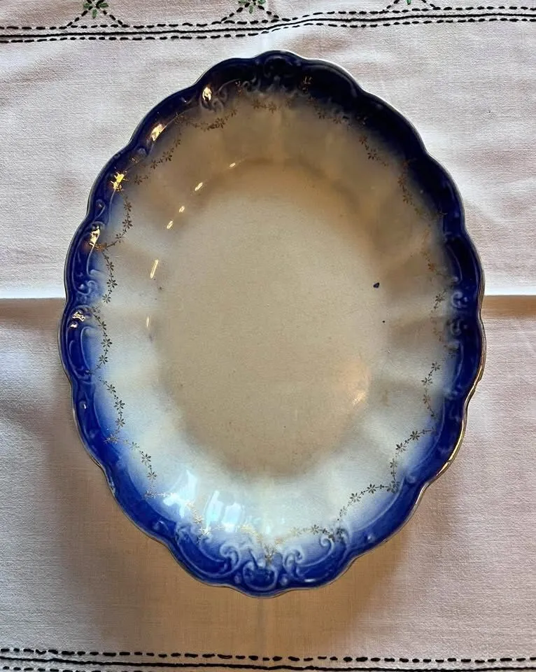 Antique La Francaise Flow Blue Platter, c.1900, 13 inches - photo 1