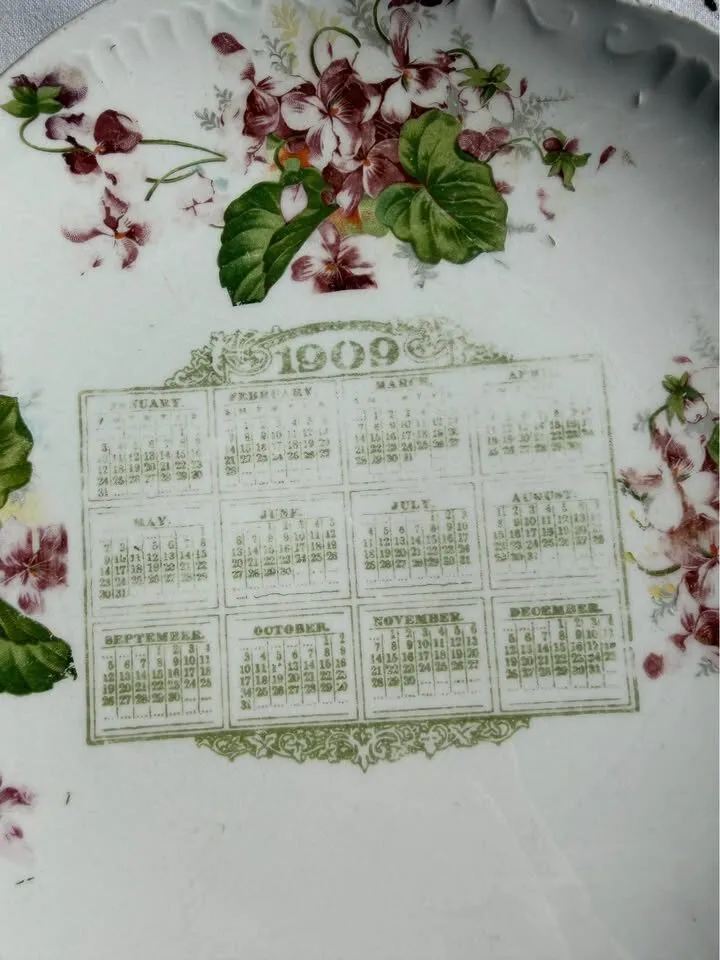Antique 1909 Calendar Plate (Nels Larson Advertising) + Bonus 1909 Companion Plate - photo 3