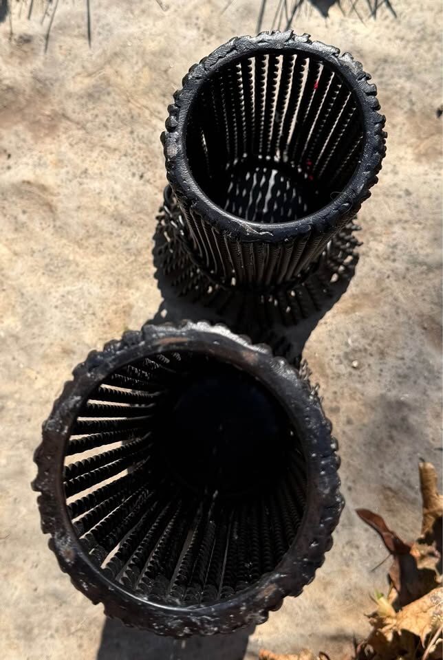 Heavy Brutalist Wrought Iron Candle Holders (16”& 12”) - photo 5