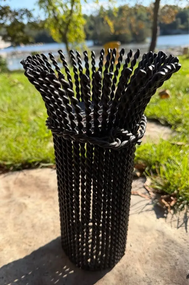 Heavy Brutalist Wrought Iron Candle Holders (16”& 12”) - photo 6