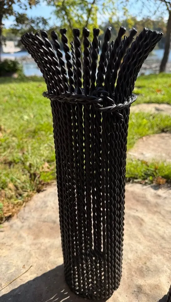 Heavy Brutalist Wrought Iron Candle Holders (16”& 12”) - photo 7