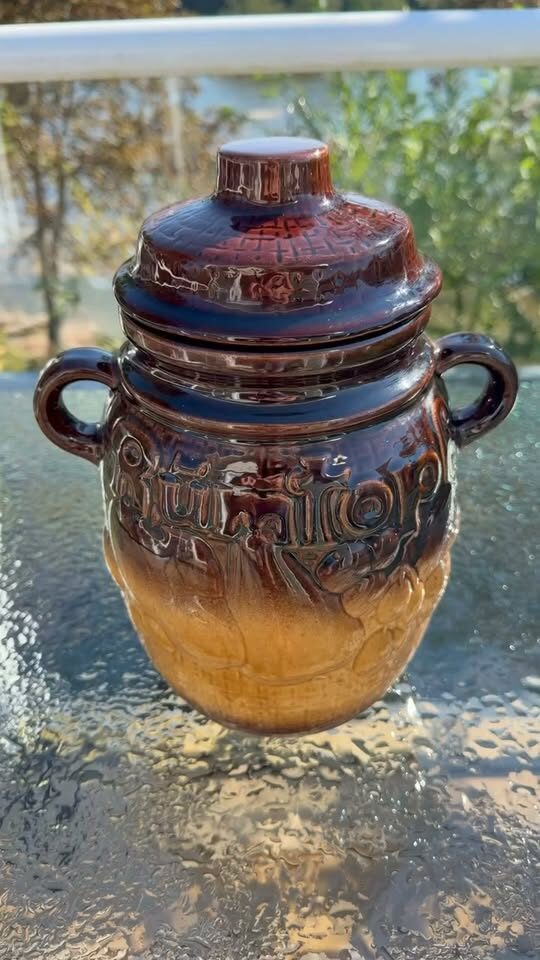 Vintage West Germany Scheurich Keramik Rumtopf Jar with Lid (Model 820-28)