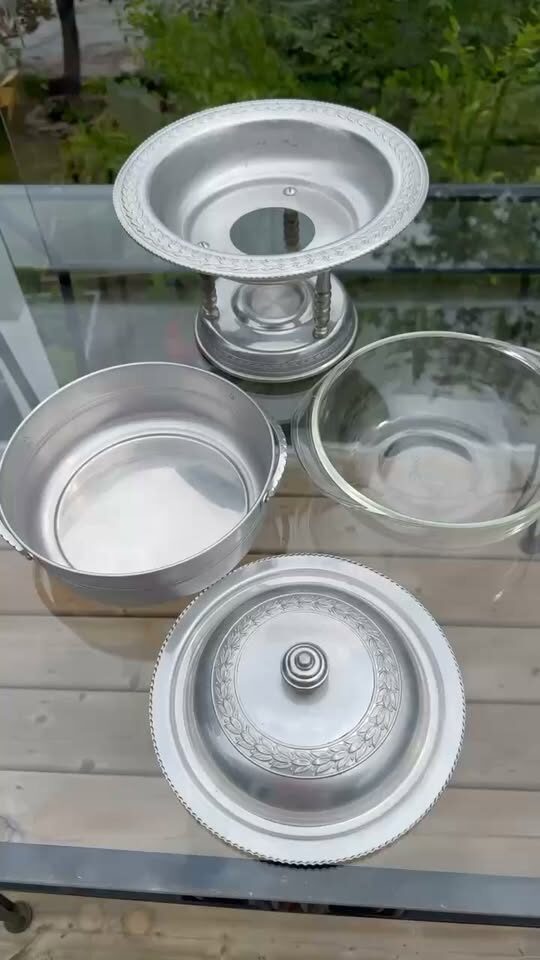 Deluxe Vintage Mid-Century Forged Aluminum Hostess Serving Set - 4 Pieces