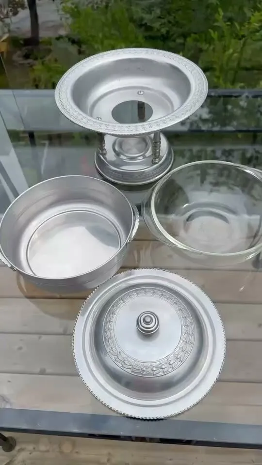 Deluxe Vintage Mid-Century Forged Aluminum Hostess Serving Set - 4 Pieces - photo 1