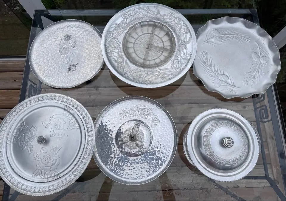 Deluxe Vintage Mid-Century Forged Aluminum Hostess Serving Set - 4 Pieces - photo 10