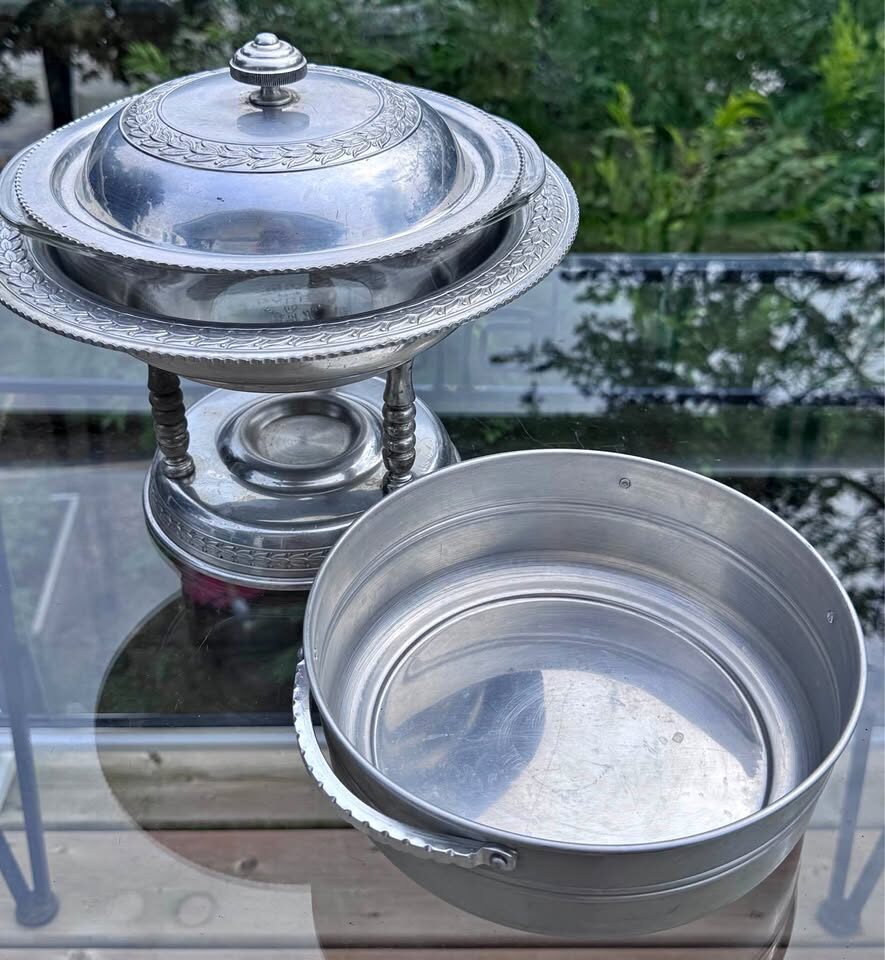 Deluxe Vintage Mid-Century Forged Aluminum Hostess Serving Set - 4 Pieces - photo 2