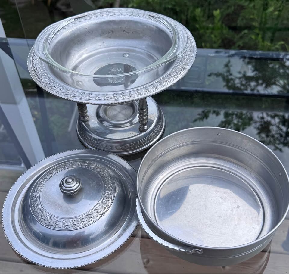 Deluxe Vintage Mid-Century Forged Aluminum Hostess Serving Set - 4 Pieces - photo 4