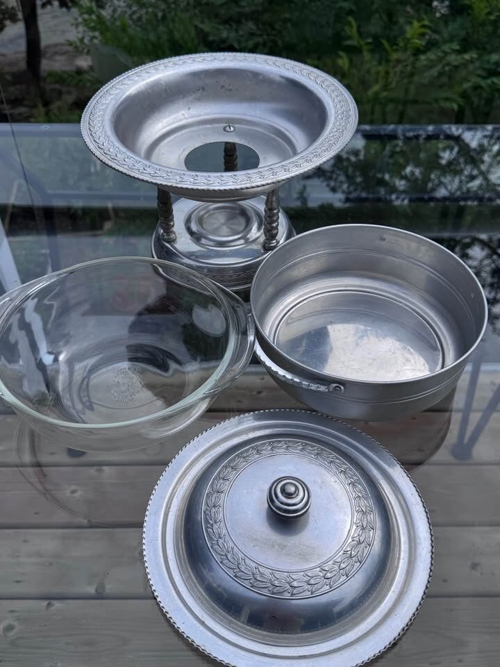 Deluxe Vintage Mid-Century Forged Aluminum Hostess Serving Set - 4 Pieces - photo 5