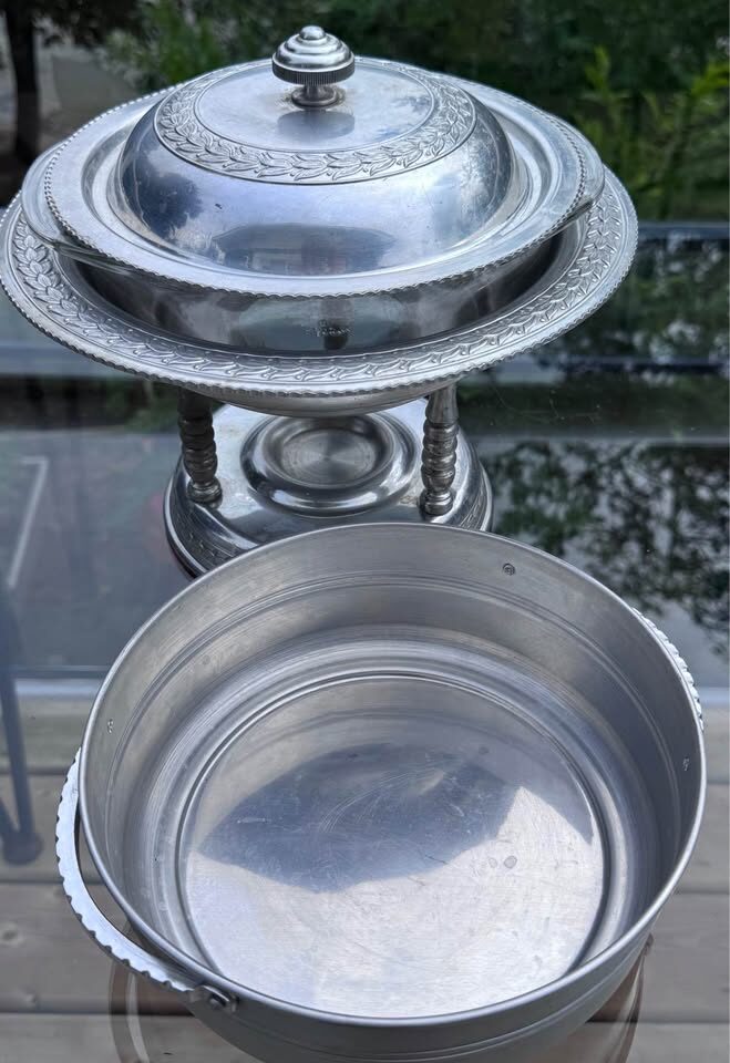 Deluxe Vintage Mid-Century Forged Aluminum Hostess Serving Set - 4 Pieces - photo 8