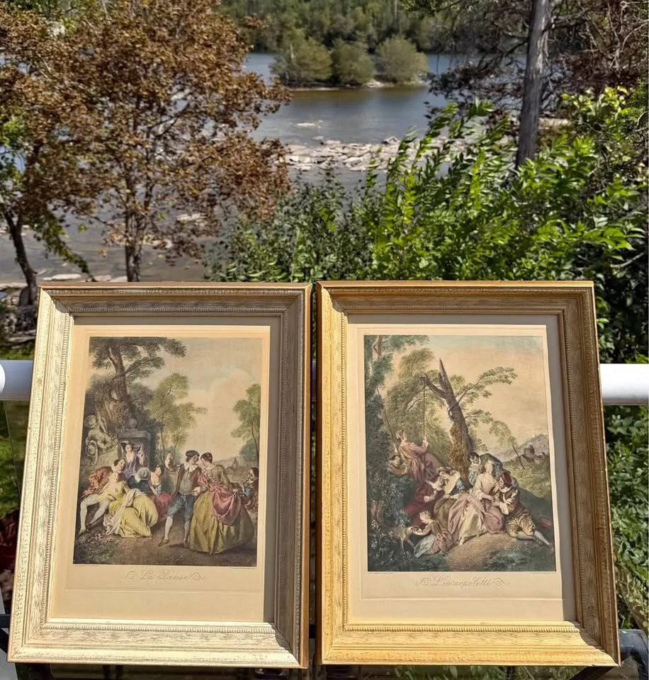 Pair of 19th-C. Franz Hanfstaengl Antique Lithographs – 15"x19" Framed ( - photo 2