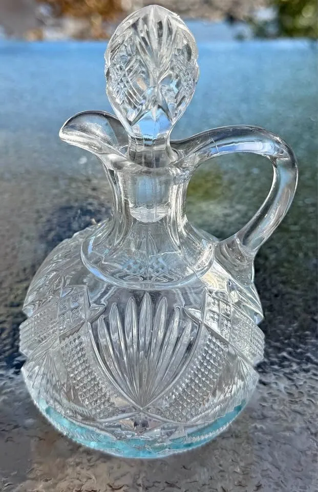 Antique 1896 EAPG George Duncan & Sons "Tepee" Oil/Vinegar Cruet with Stopper (6 1/4”) - photo 1