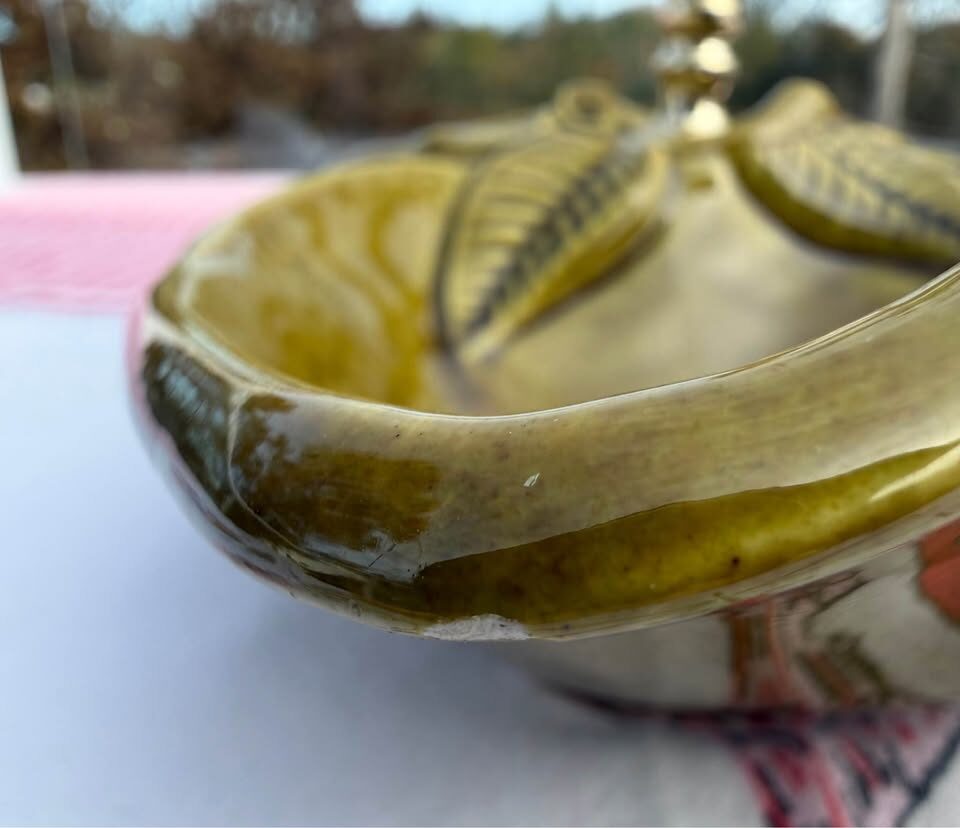 Vintage MCM California Pottery #716 Divided Apple Dish - Avocado - photo 6