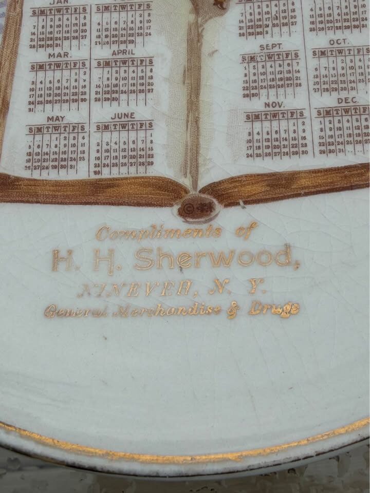 RARE 1912 Owl Calendar Plate - H.H. Sherwood NINEVEH NY Advertising - photo 2