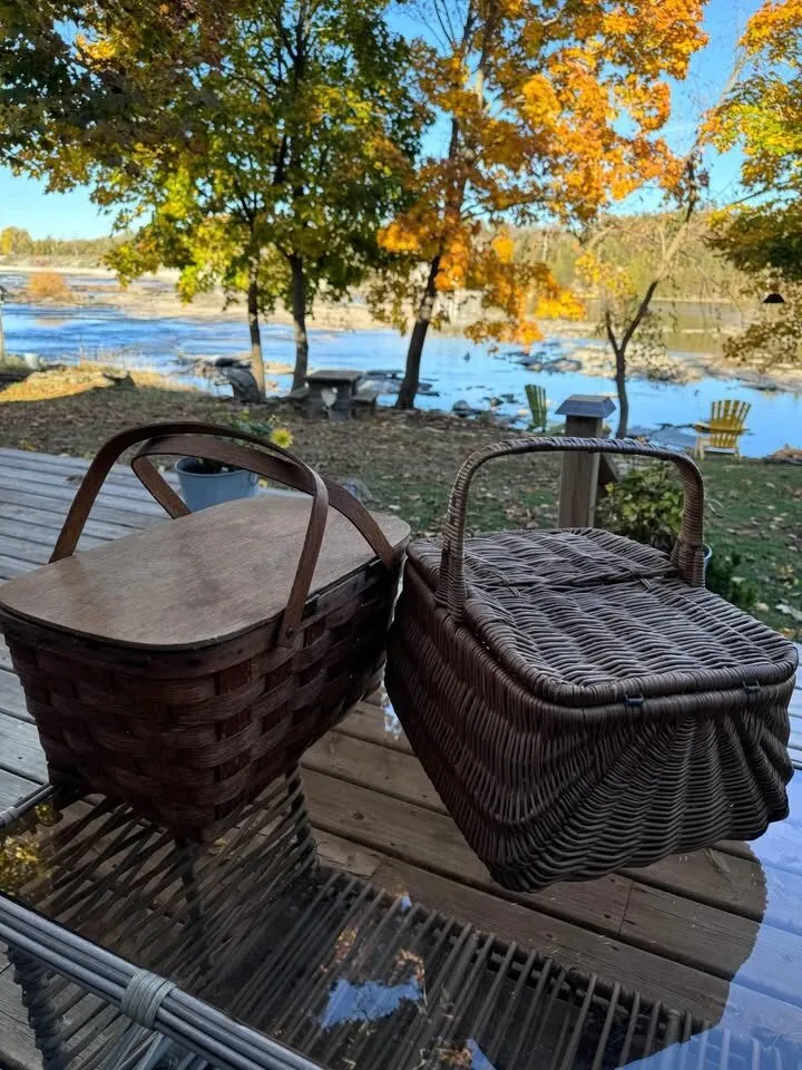 Vintage double handled picnic basket - photo 8