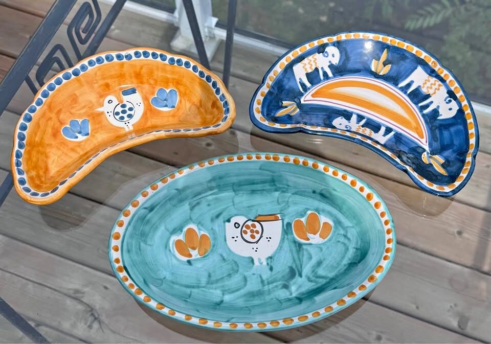 Vintage Italian Majolica Serving Set - Animal Motif Pottery (3 Pcs) - photo 2
